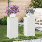 vidaXL Plantenstandaard 2 pcs Wit 24 x 24 x 55 cm Staal, Verzenden, Nieuw