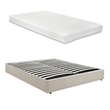 Tweepersoonsbed Nola met matras linnen 200x180 cm beige [en., Verzenden, Nieuw