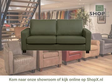 Leren bank Energy - 2,5 zits - Toledo Olive (olijf/goen) -, Huis en Inrichting, Banken | Bankstellen, 150 tot 200 cm, Nieuw, Ophalen of Verzenden