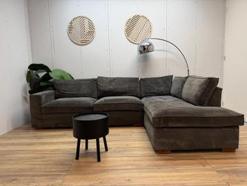 WOOOD Ribstof Hoekbank met Lounge |, Huis en Inrichting, 250 tot 300 cm, Verzenden, Hoekbank, Zo goed als nieuw
