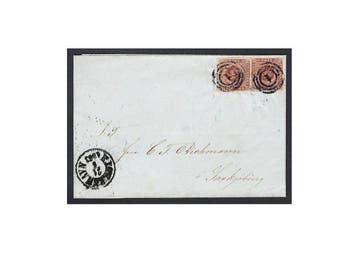 Denemarken 1851/54 - Wapen 4 van RBS Kopenhagen naar, Gestempeld