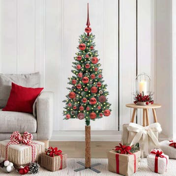 vidaXL Slanke Kerstboom Groen 150 cm PVC en massief, Diversen, Kerst, Verzenden, Nieuw