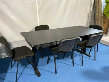 Kantoor kantine vergader tafel 204x90cm + 5 stoelen (Huis), Verzenden, Nieuw