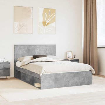 vidaXL Bedframe Concerte Grijs 135 x 190 cm Massief, Verzenden, Nieuw, Twijfelaar, Grijs