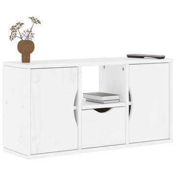 vidaXL Tv-meubel met lade ODDA 79x24x40 cm massief, Verzenden, Nieuw, Grenenhout
