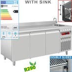 Geventileerde 3 deurs koelwerkbank met spoelbak, Verzenden, Nieuw in verpakking