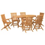 vidaXL Tuin eettafelset 7 pcs Bruin Massief Teakhout, Tuin en Terras, Tuintafels, Verzenden, Nieuw