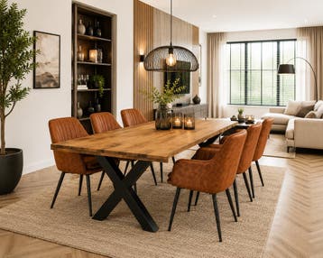 Milan Deal 200cm + 6x Vermont cognac, Huis en Inrichting, Stoelen, Ophalen of Verzenden, Nieuw