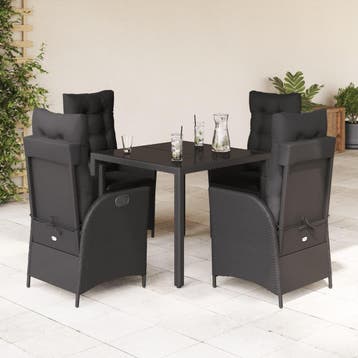 vidaXL 5-delige Tuinset met kussens poly rattan zwart, Verzenden, Nieuw, 4 zitplaatsen, Tuinset