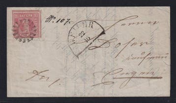 Beieren 1850 - Beieren Mühlradstempel 454, Luxe-brief van, Gestempeld