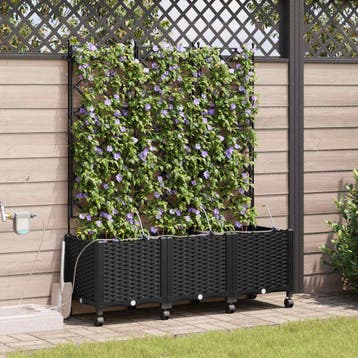 vidaXL Tuin Pot met Irrigatie en Wielen 3 st Zwart 120 x 40, Verzenden, Nieuw, Minder dan 60 cm, 60 cm of meer