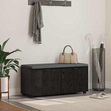 vidaXL Halbank met kussen met plank Zwarte Eik 100 x 38 x 46, Verzenden, Nieuw