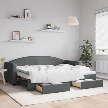 vidaXL Slaapbank onderschuifbed en lades 80x200 cm stof, Huis en Inrichting, Eenpersoons, Verzenden, Nieuw, 80 cm