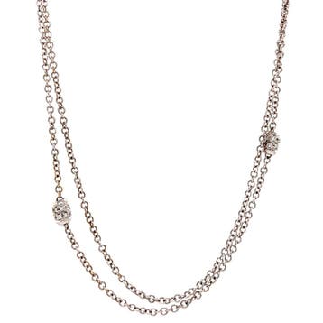 Witgouden anker choker met diamant 41.5 cm 18 karaat, Verzenden, Zo goed als nieuw, Goud, Met hanger