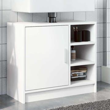 vidaXL Wastafelkast 63x29x55 cm bewerkt hout wit, Verzenden, Nieuw, Wastafelkast, Minder dan 100 cm