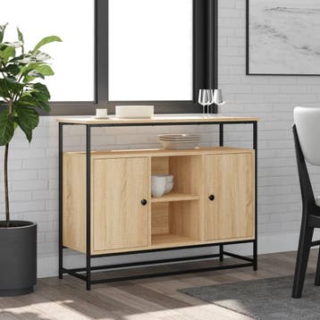 vidaXL Dressoir 100x35x80 cm bewerkt hout sonoma, Verzenden, Nieuw, Overige houtsoorten, Minder dan 50 cm