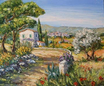 R. Vincent (1954) - Le village de Banon en Provence oeuvre