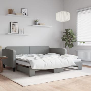 vidaXL Slaapbank met onderschuifbed 100x200 cm stof, Huis en Inrichting, Slaapkamer | Bedden, 100 cm, Eenpersoons, Verzenden, Nieuw