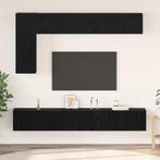 vidaXL Tv-meubelset Wandgemonteerd 6 pcs Zwart Eiken Bewerkt, Minder dan 50 cm, Verzenden, Nieuw, Minder dan 100 cm