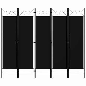 vidaXL Kamerscherm met 5 panelen 200x180 cm zwart, Verzenden, Nieuw