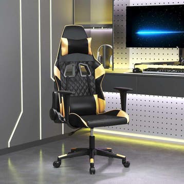 vidaXL Gamestoel kunstleer zwart en goud, Verzenden, Nieuw