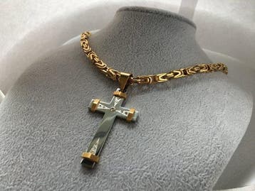 Moderne Kruis Croix medaille hypoallergeen koningsketting 24