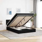 vidaXL Ottoman bed met matras en LEDs 140x190cm fluweel, Verzenden, Zwart, Stof, Nieuw