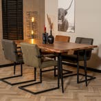 50% Korting: Eetkamertafel boomstam Richy acaciahout, Ophalen, Zo goed als nieuw, Rechthoekig, Industrieel, Landelijk