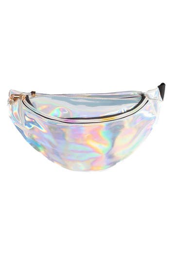 KIMU® Grote Iridescent Heuptas Zilver Holografisch Heuptasje, Sieraden, Tassen en Uiterlijk, Tassen | Damestassen, Ophalen of Verzenden