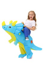 KIMU® Opblaas Kostuum Kinderen Triceratops Blauw 110 116 122, Ophalen of Verzenden, Nieuw