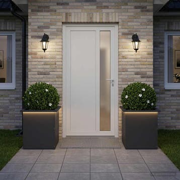 vidaXL Plantenbak met led 2 st Zwart 40 x 40 x 40 cm Staal, Verzenden, Minder dan 60 cm, Nieuw, Metaal