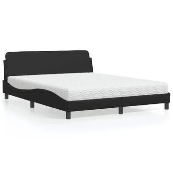 vidaXL Bed met matras Dover kunstleer zwart 160x200 cm, Huis en Inrichting, Slaapkamer | Bedden, Overige materialen, Verzenden