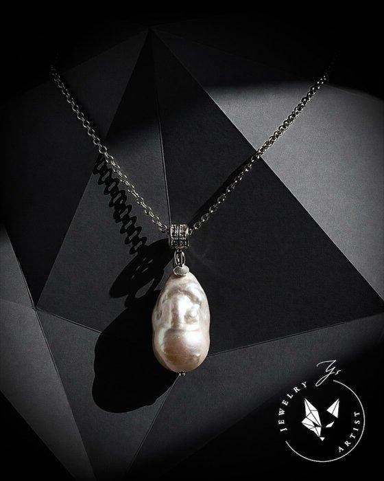 Gioiello d’Autore - Barokke Parel - Zilver 925 - Certificaat, Verzamelen, Mineralen en Fossielen