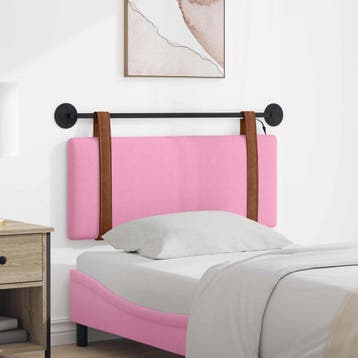 vidaXL Hangend hoofdbord Met LED-verlichting Roze Antiek PU, Verzenden, Nieuw, Overige materialen