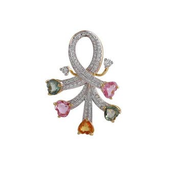 Hanger - 18 karaat Geel goud - 2.03ct. tw. Saffier - Diamant