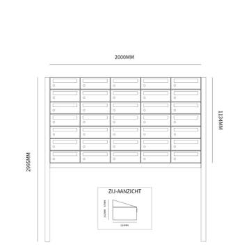 Brievenbusunit Hive set vrijstaand 5-breed, 7-hoog - zwart, Verzenden, Nieuw