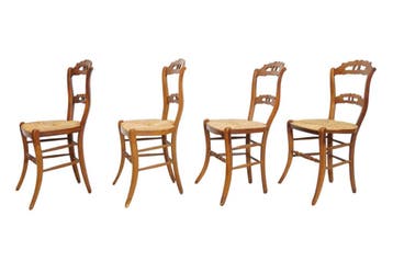 (4) Set van 4 antieke Franse eetkamerstoelen met biezen zitt, Huis en Inrichting, Stoelen, Ophalen of Verzenden, Nieuw