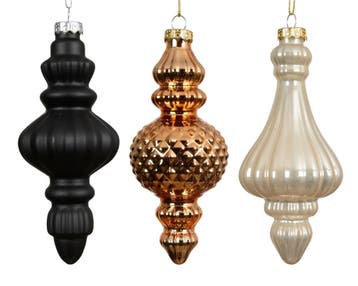 Glazen Ornament Zwart Opaal Brons 15 cm Set van 3, Ophalen of Verzenden, Nieuw