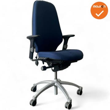 RH Logic 400 - Blauwe stoffering  - Zilvergrijs voetkruis, Werkplek, Ophalen of Verzenden, Gebruikt, Stoel