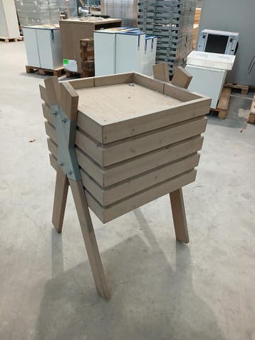 Presentatiebak 60x60x109 cm, hout, dubbele bodem, gebruikt -, Ophalen of Verzenden