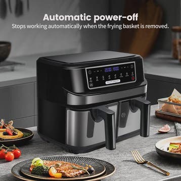 Dubbele Airfryer XXL 9L met 2 Onafhankelijke Lades & LED Tou, Verzenden, Nieuw