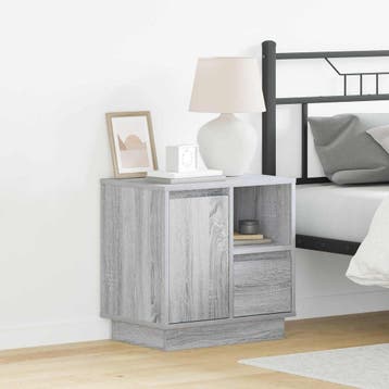 vidaXL Nachtkastje Grijs 50 x 34,5 x 50 cm. Bewerkt hout, Minder dan 45 cm, Verzenden, Nieuw, Minder dan 55 cm