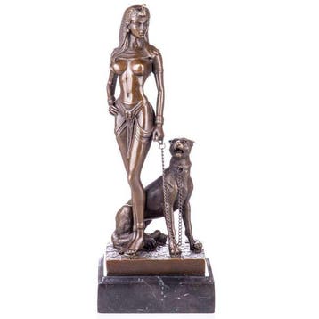 Figuur - Erotische Bronzefigur Cleopatra mit Panther 27 CM -