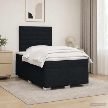 vidaXL Boxspringbed met matras met hoofdeinde Zwart 120 x, Verzenden, Nieuw, Twijfelaar, Zwart