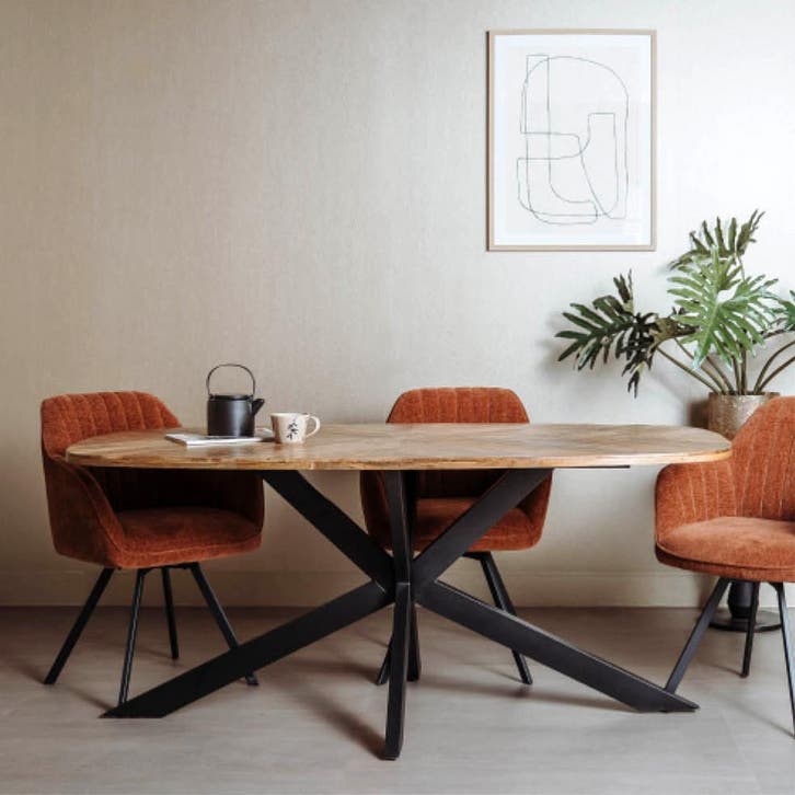 *WOONWINKEL* Tower Living Silvi Ovale Eettafel Naturel Mango, Huis en Inrichting, Tafels | Eettafels, Nieuw, Verzenden