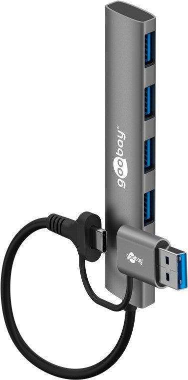 2-in-1 Slimme 4-Poorts USB Hub – 5 Gbit/s, Computers en Software, Accesspoints, Nieuw, Ophalen of Verzenden