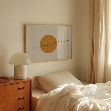 Poster Horizontaal - De Ganzentrek, Papier/karton, Nieuw, Ingelijst, Minimalistisch