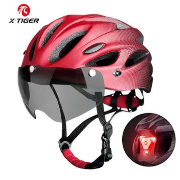 Fietshelm met LED achterlicht en bril – 58-62 cm, Verzenden, Nieuw