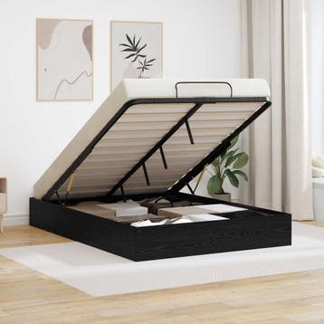 vidaXL Ottoman Bedframe Zwart eiken 135 x 190 cm, Verzenden, Zwart, Nieuw, Twijfelaar