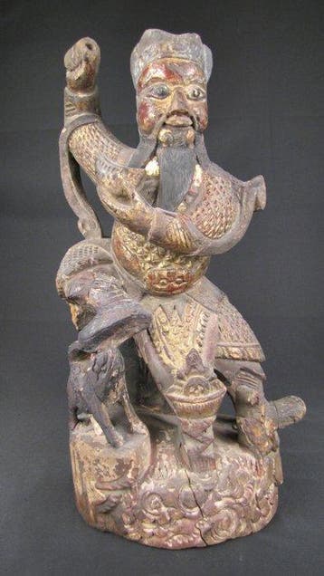 Antiek tempelbeeld van Zhao Gongming (Wu Caishen) –